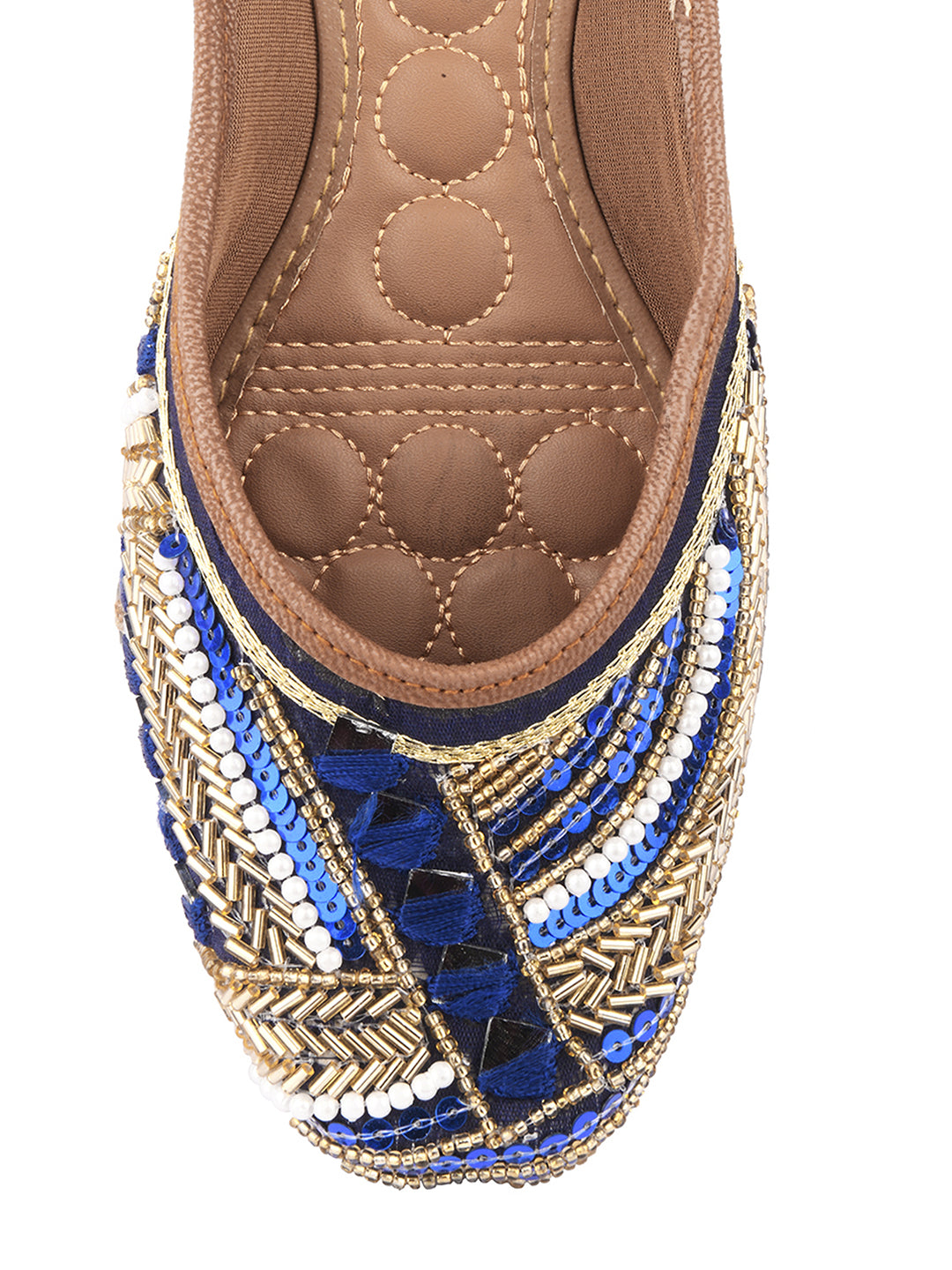 Desi Colour Women Indian Ethnic Footwear-Navy Blue Emb