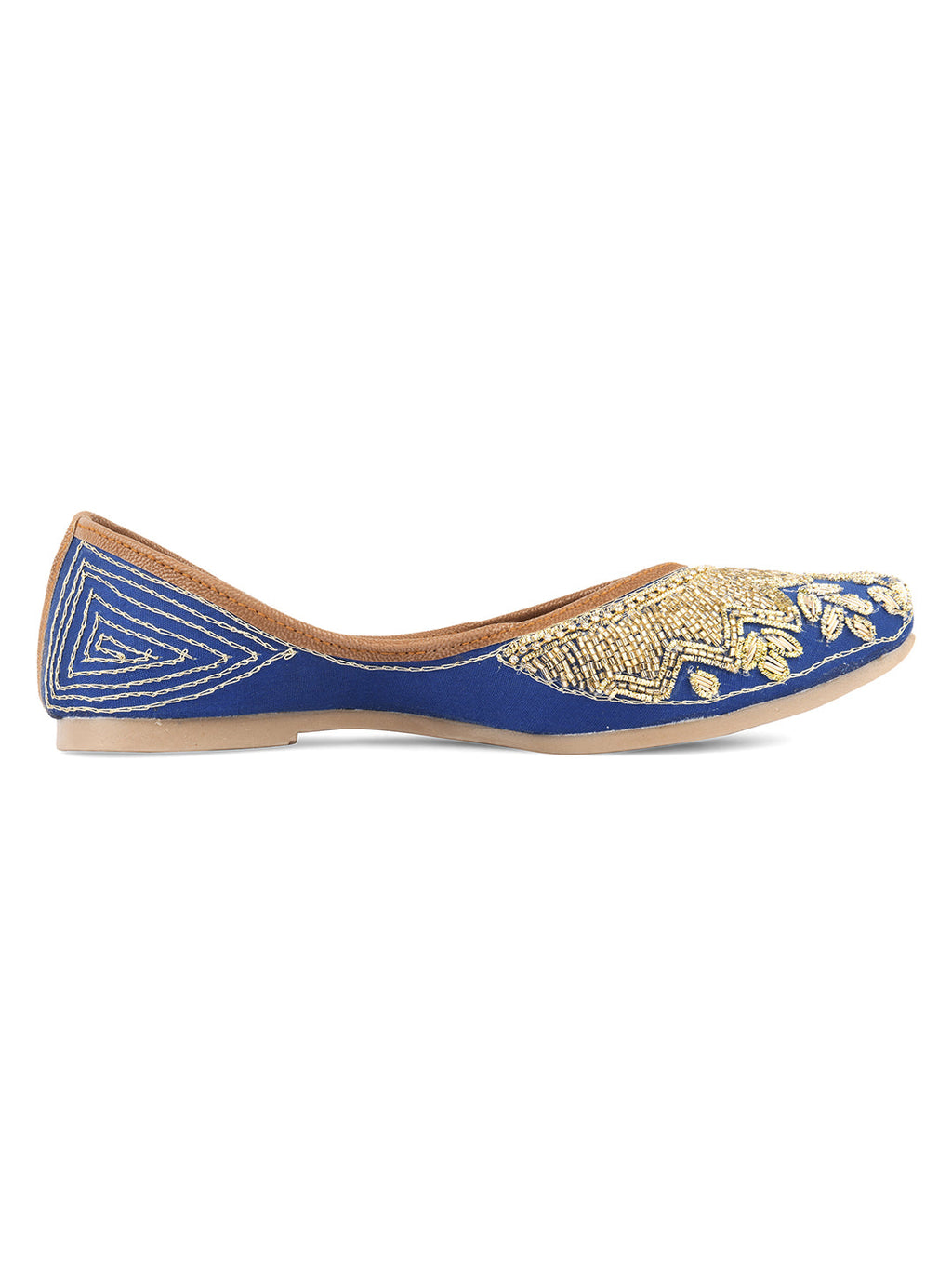 Desi Colour Women Indian Ethnic Footwear-Royal Blue Emb