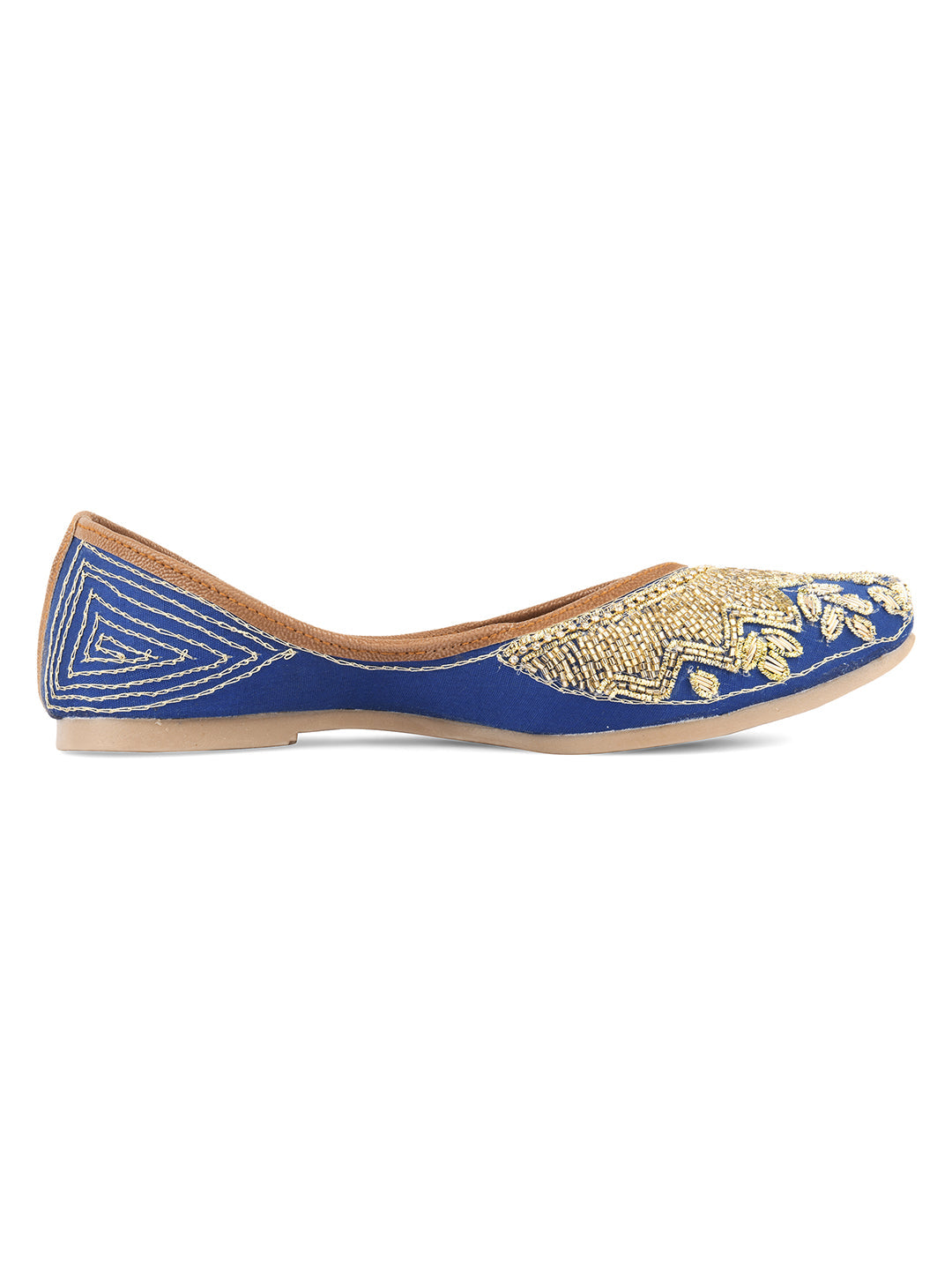 Desi Colour Women Indian Ethnic Footwear-Royal Blue Emb