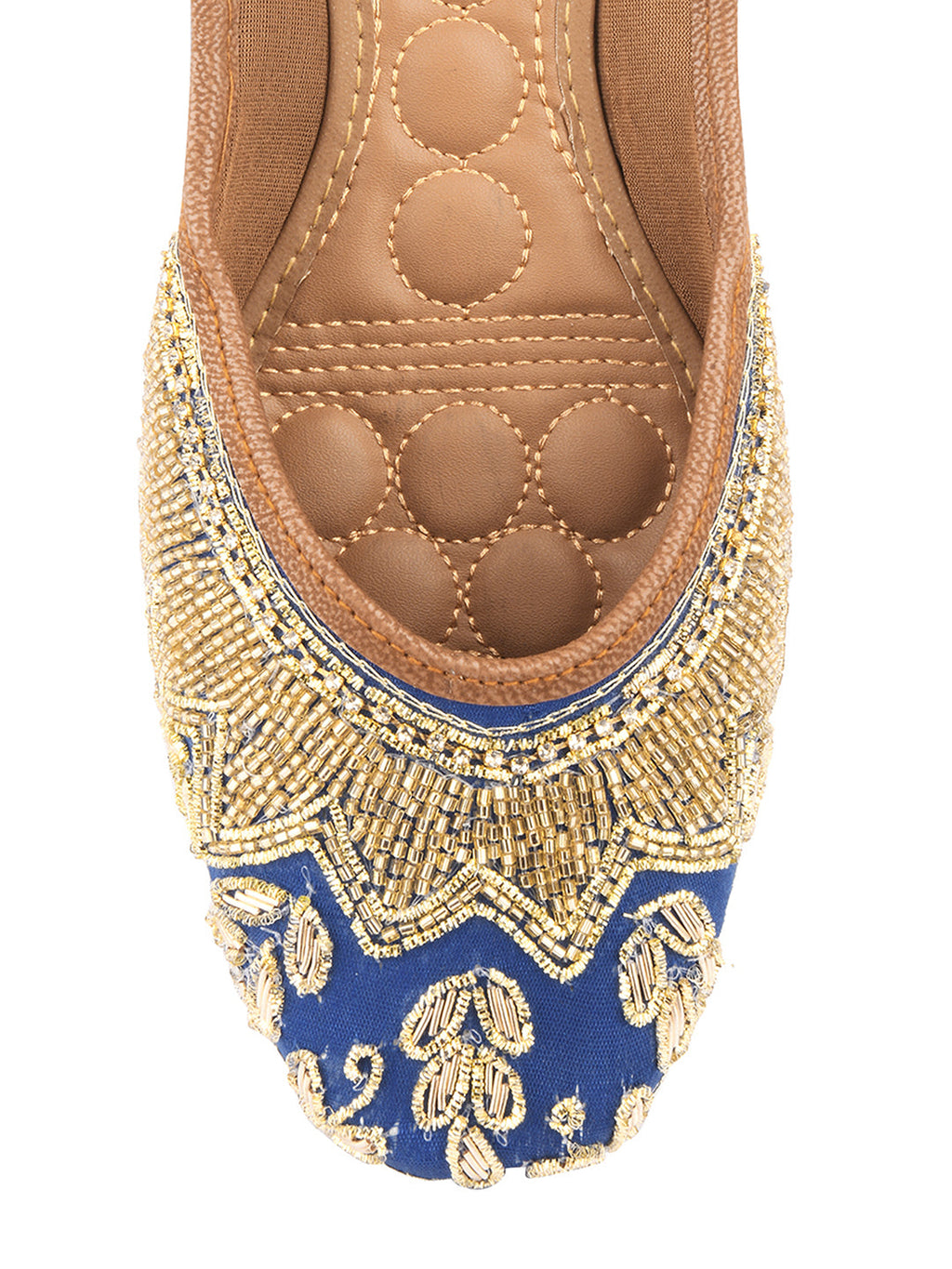 Desi Colour Women Indian Ethnic Footwear-Royal Blue Emb