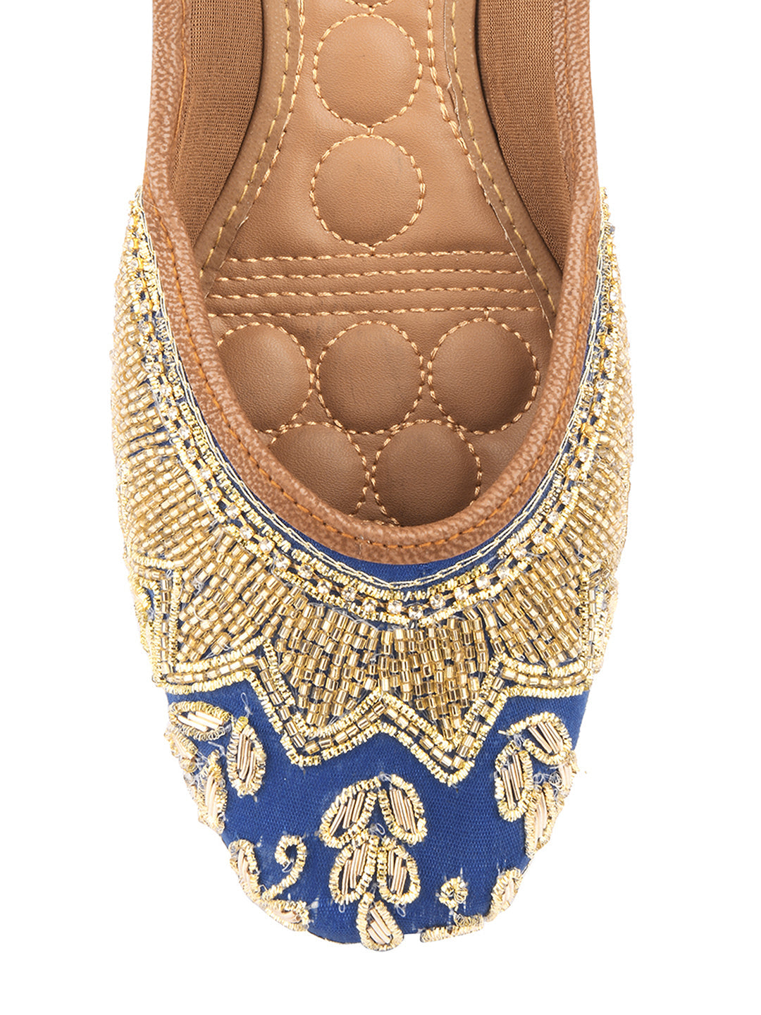 Desi Colour Women Indian Ethnic Footwear-Royal Blue Emb