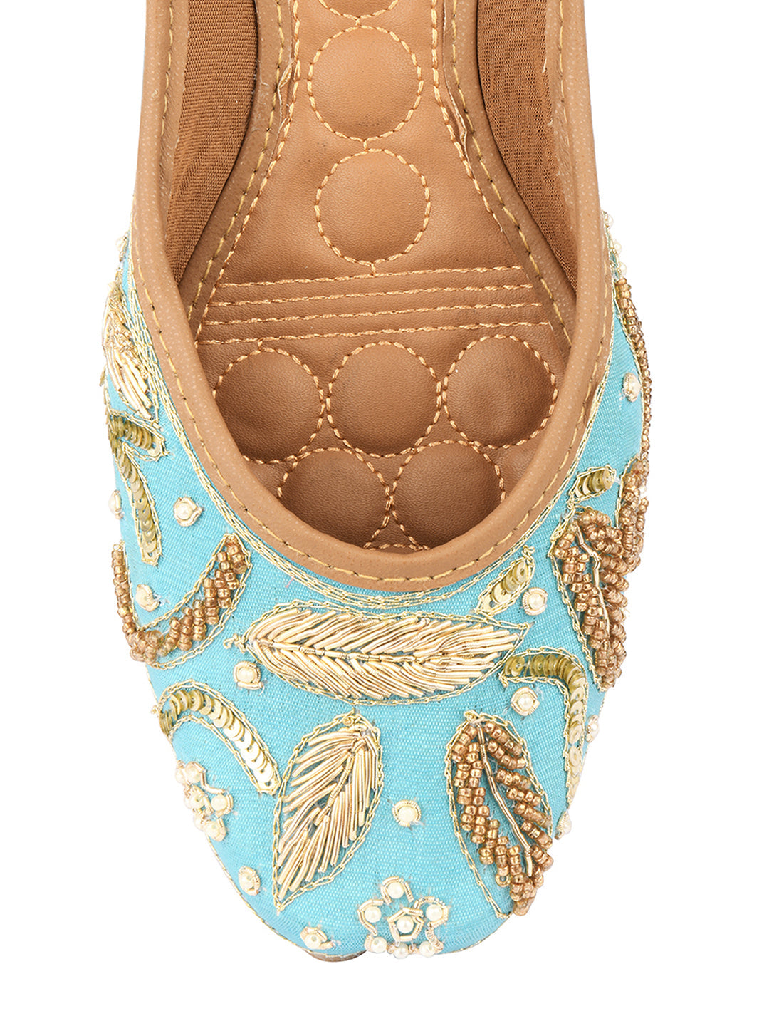Desi Colour Women Indian Ethnic Footwear-Sky Blue Dabka