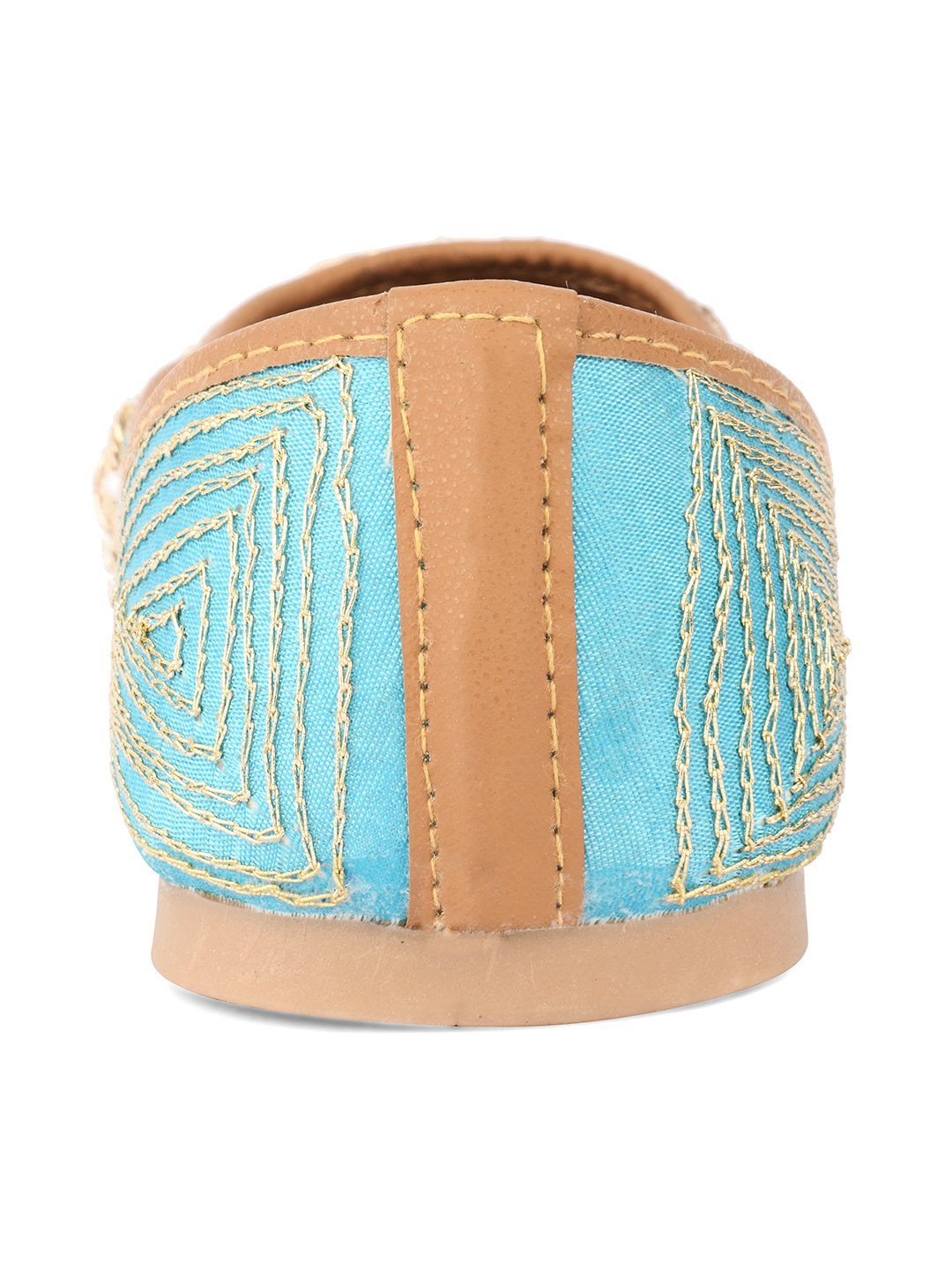 Desi Colour Women Indian Ethnic Footwear-Sky Blue Dabka