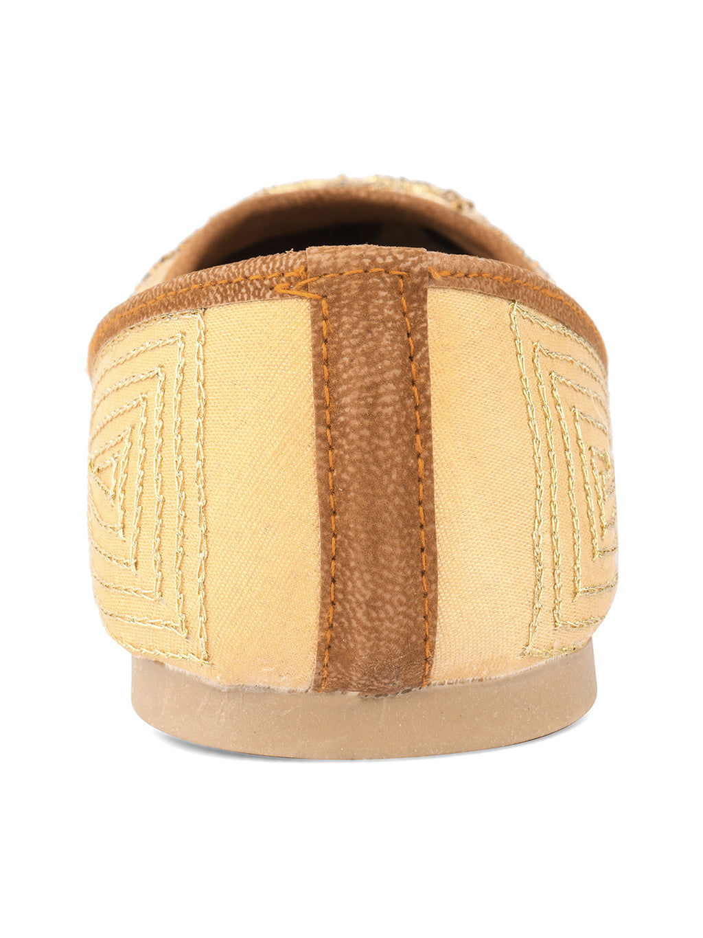 Desi Colour Women Indian Ethnic Footwear-Gold Stone Dabka