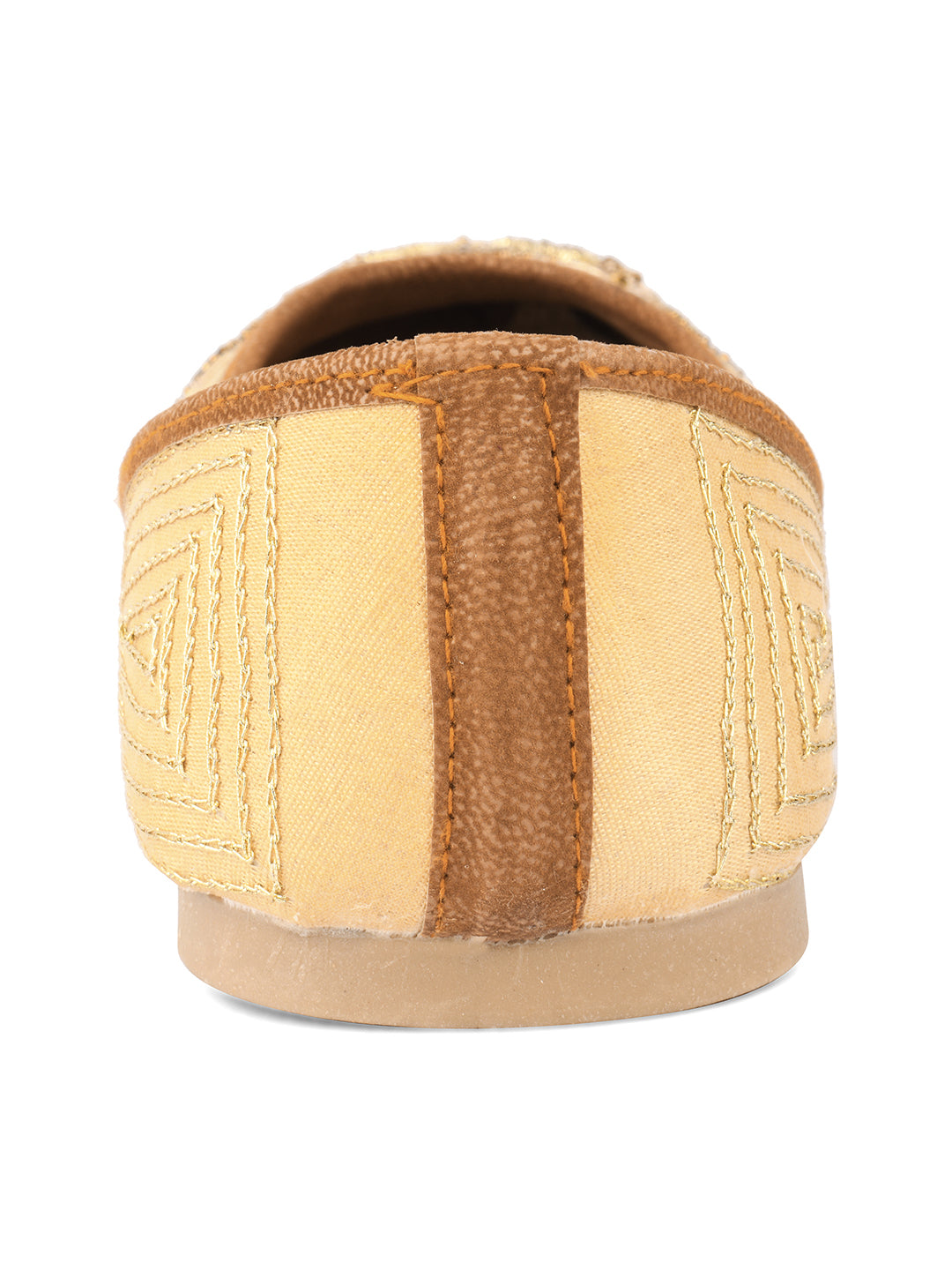 Desi Colour Women Indian Ethnic Footwear-Gold Stone Dabka