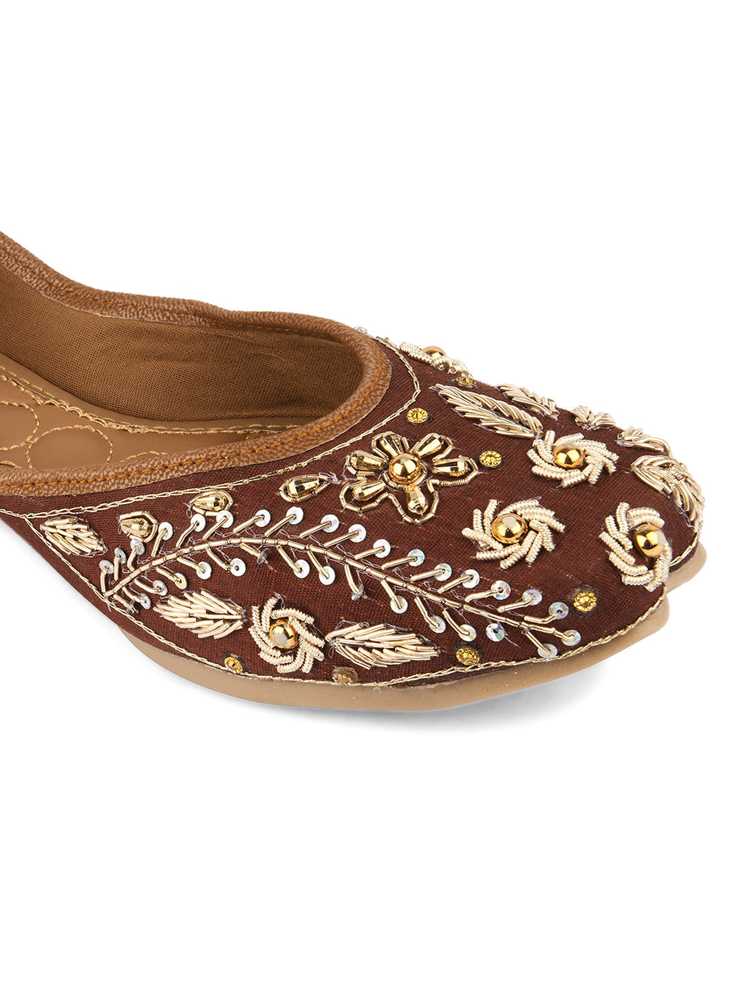 Desi Colour Women Indian Ethnic Footwear-Brown Dabka