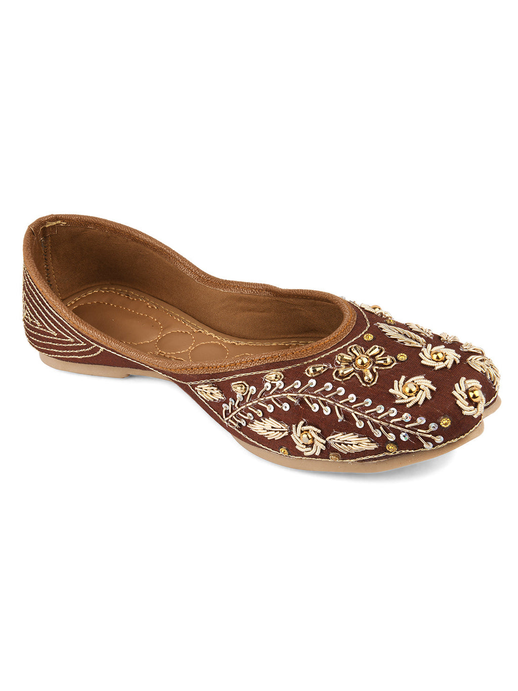 Desi Colour Women Indian Ethnic Footwear-Brown Dabka