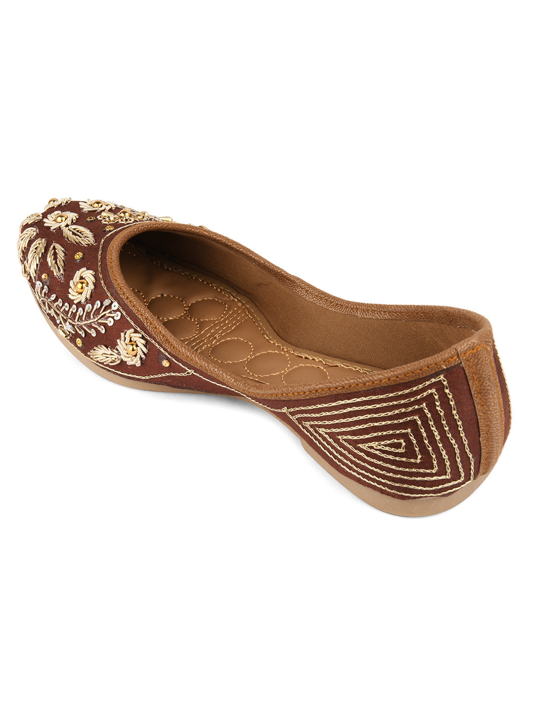 Desi Colour Women Indian Ethnic Footwear-Brown Dabka