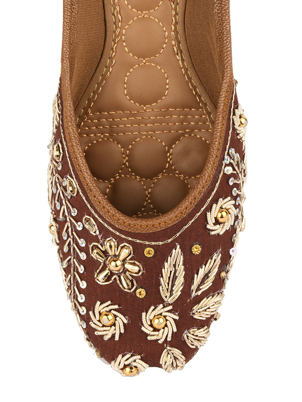 Desi Colour Women Indian Ethnic Footwear-Brown Dabka