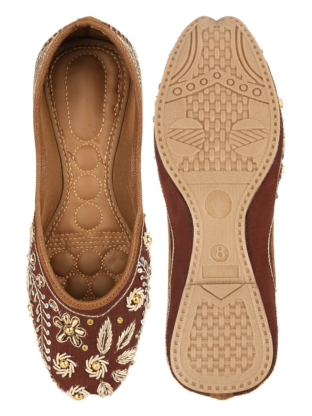 Desi Colour Women Indian Ethnic Footwear-Brown Dabka