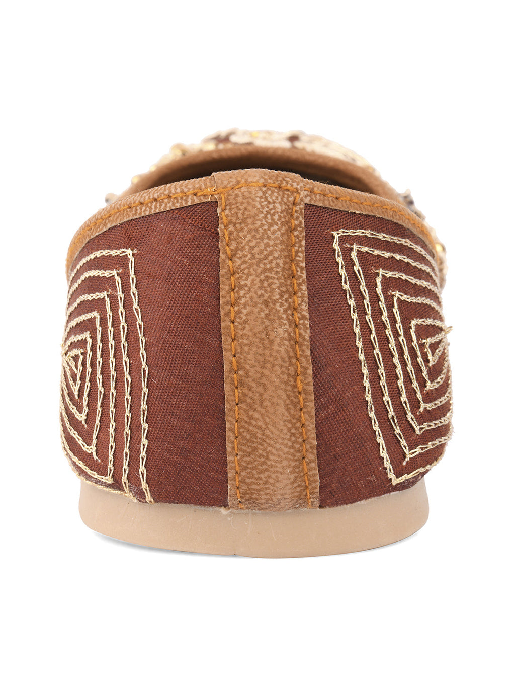Desi Colour Women Indian Ethnic Footwear-Brown Dabka