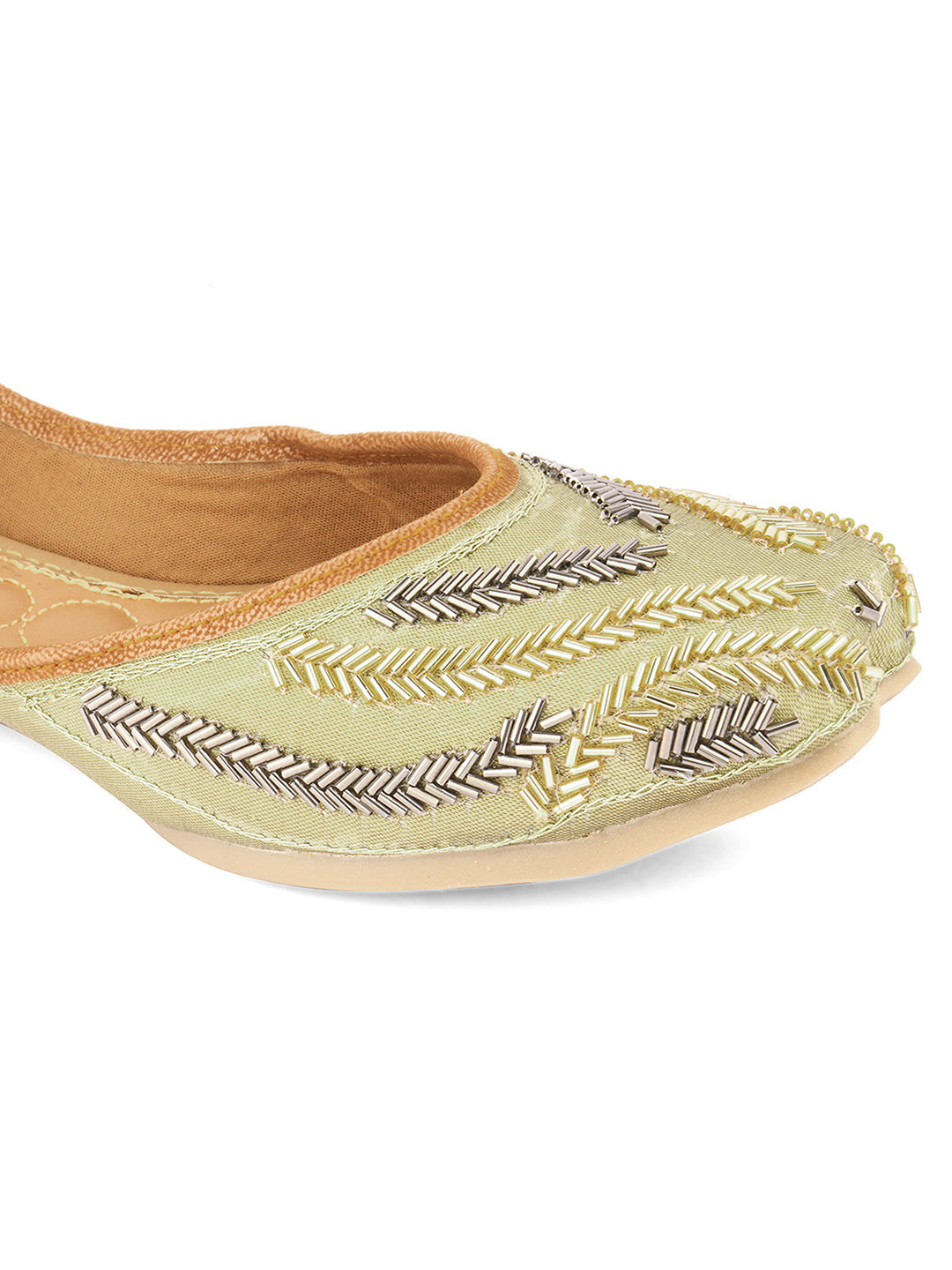 Desi Colour Women Indian Ethnic Footwear-Gold Lines