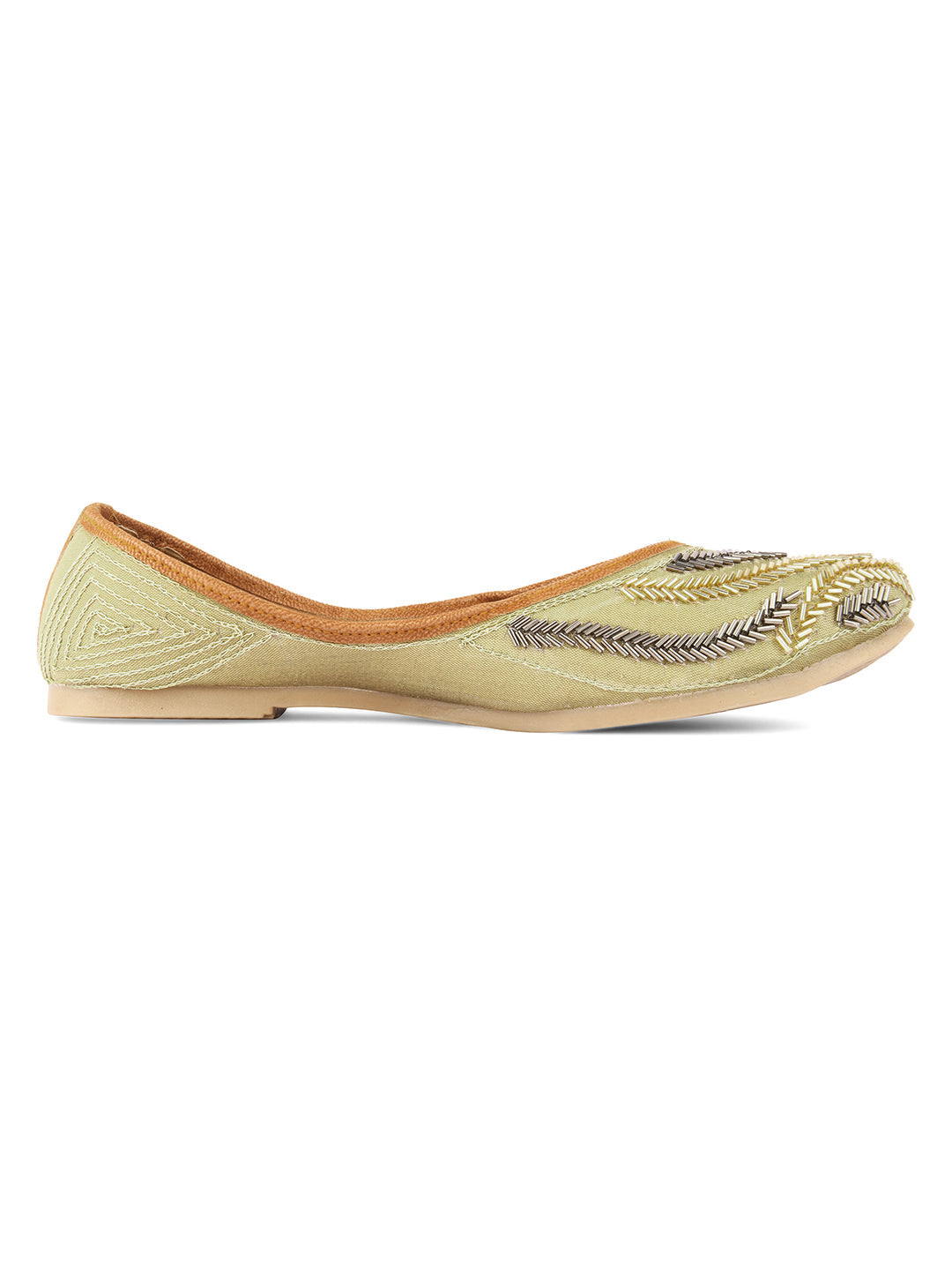 Desi Colour Women Indian Ethnic Footwear-Gold Lines