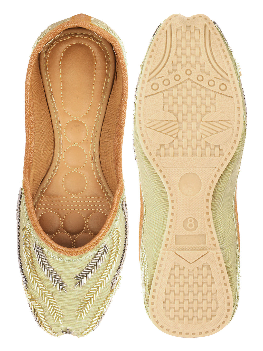 Desi Colour Women Indian Ethnic Footwear-Gold Lines
