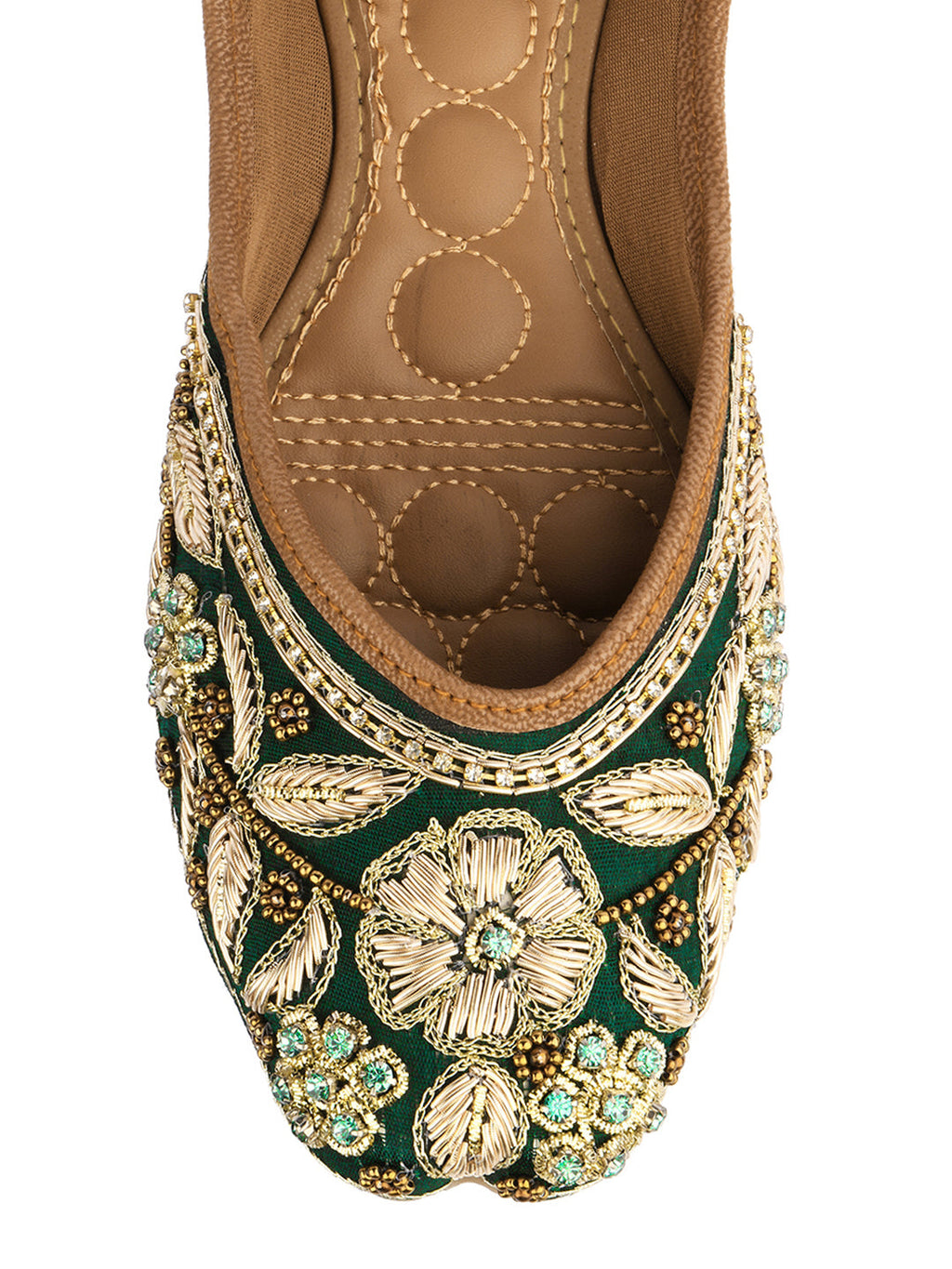 Desi Colour Women Indian Ethnic Footwear-Green Flower