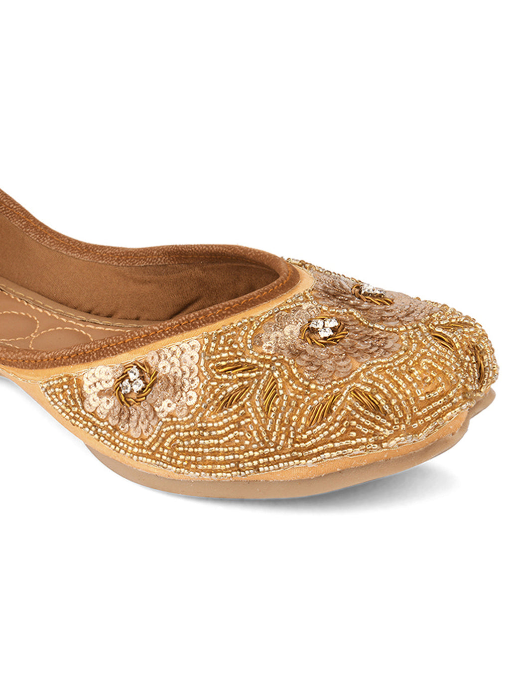 Desi Colour Women Indian Ethnic Footwear-Party Collection - Gold Pearl