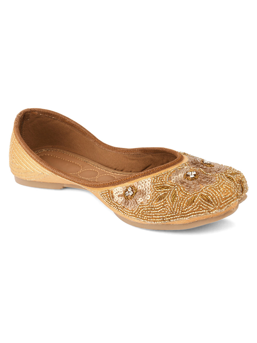 Desi Colour Women Indian Ethnic Footwear-Party Collection - Gold Pearl