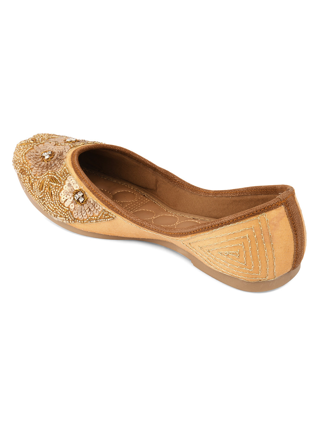 Desi Colour Women Indian Ethnic Footwear-Party Collection - Gold Pearl