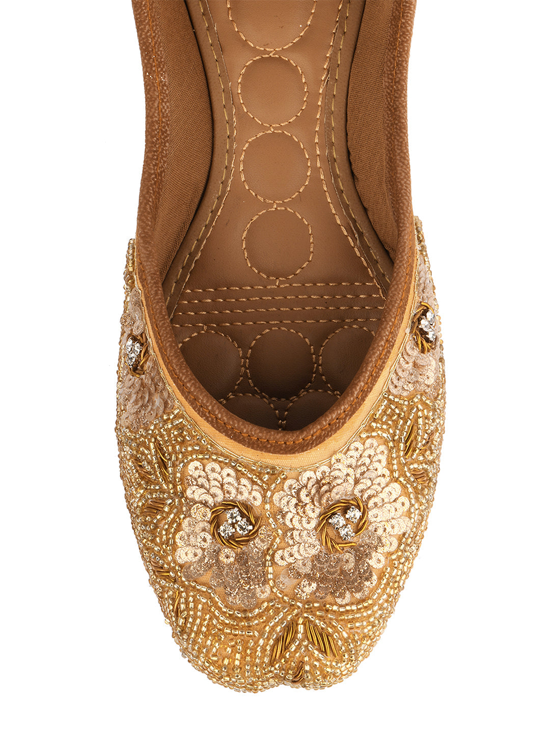 Desi Colour Women Indian Ethnic Footwear-Party Collection - Gold Pearl