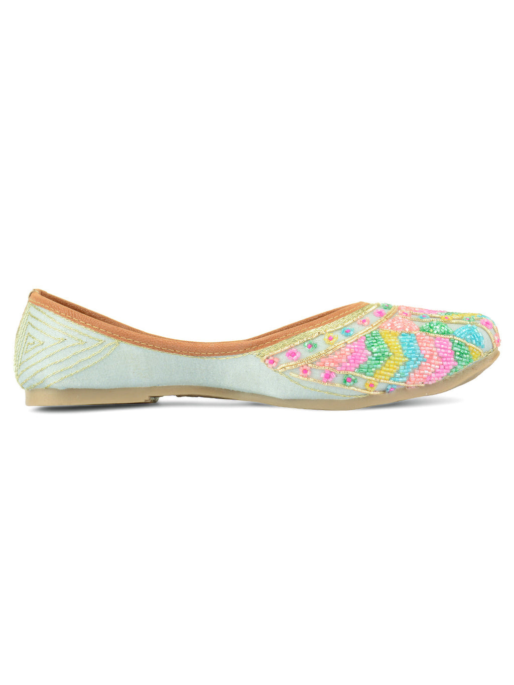 Desi Colour Women Indian Ethnic Footwear-Grey Multicolour