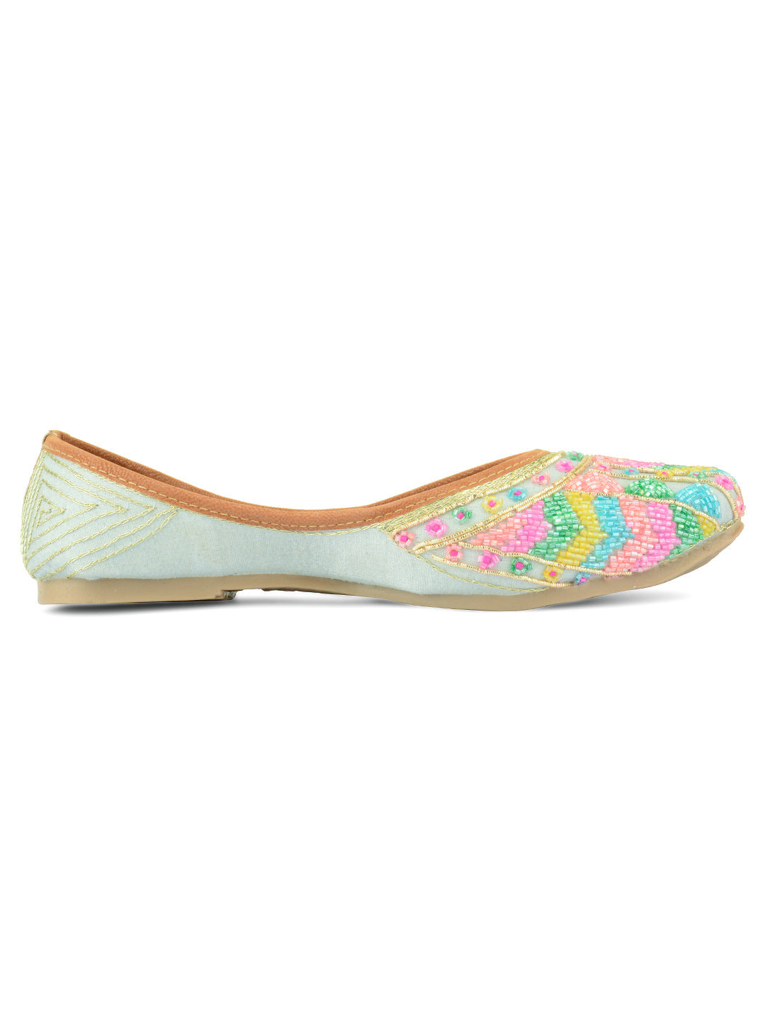 Desi Colour Women Indian Ethnic Footwear-Grey Multicolour