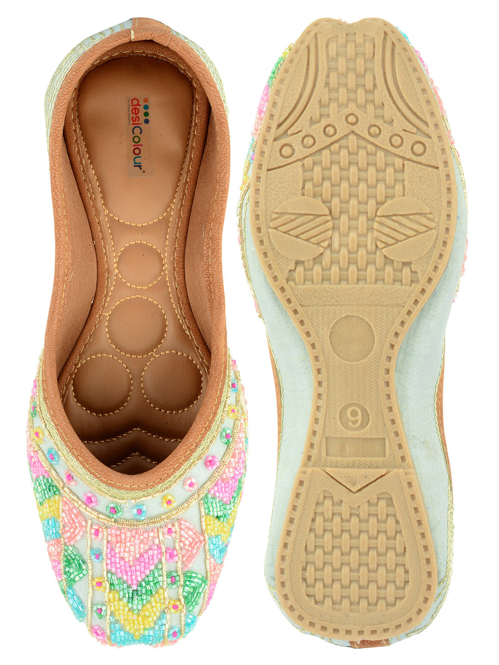 Desi Colour Women Indian Ethnic Footwear-Grey Multicolour