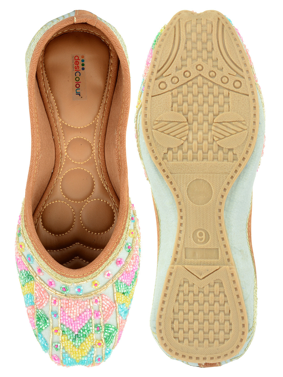 Desi Colour Women Indian Ethnic Footwear-Grey Multicolour