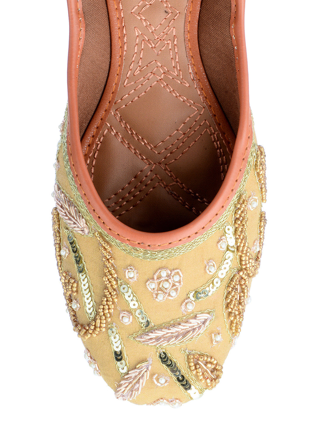 Desi Colour Women Indian Ethnic Footwear-Gold Emb