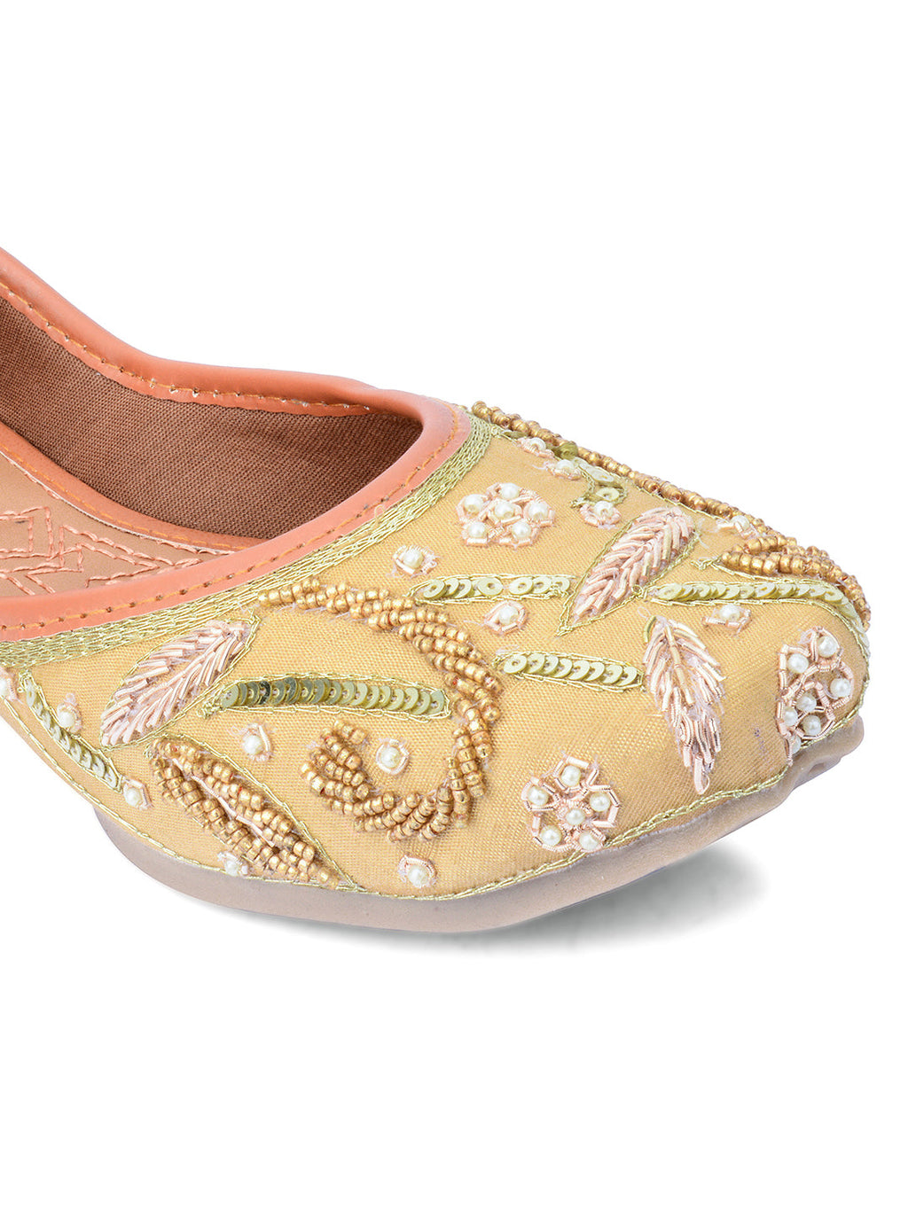Desi Colour Women Indian Ethnic Footwear-Gold Emb