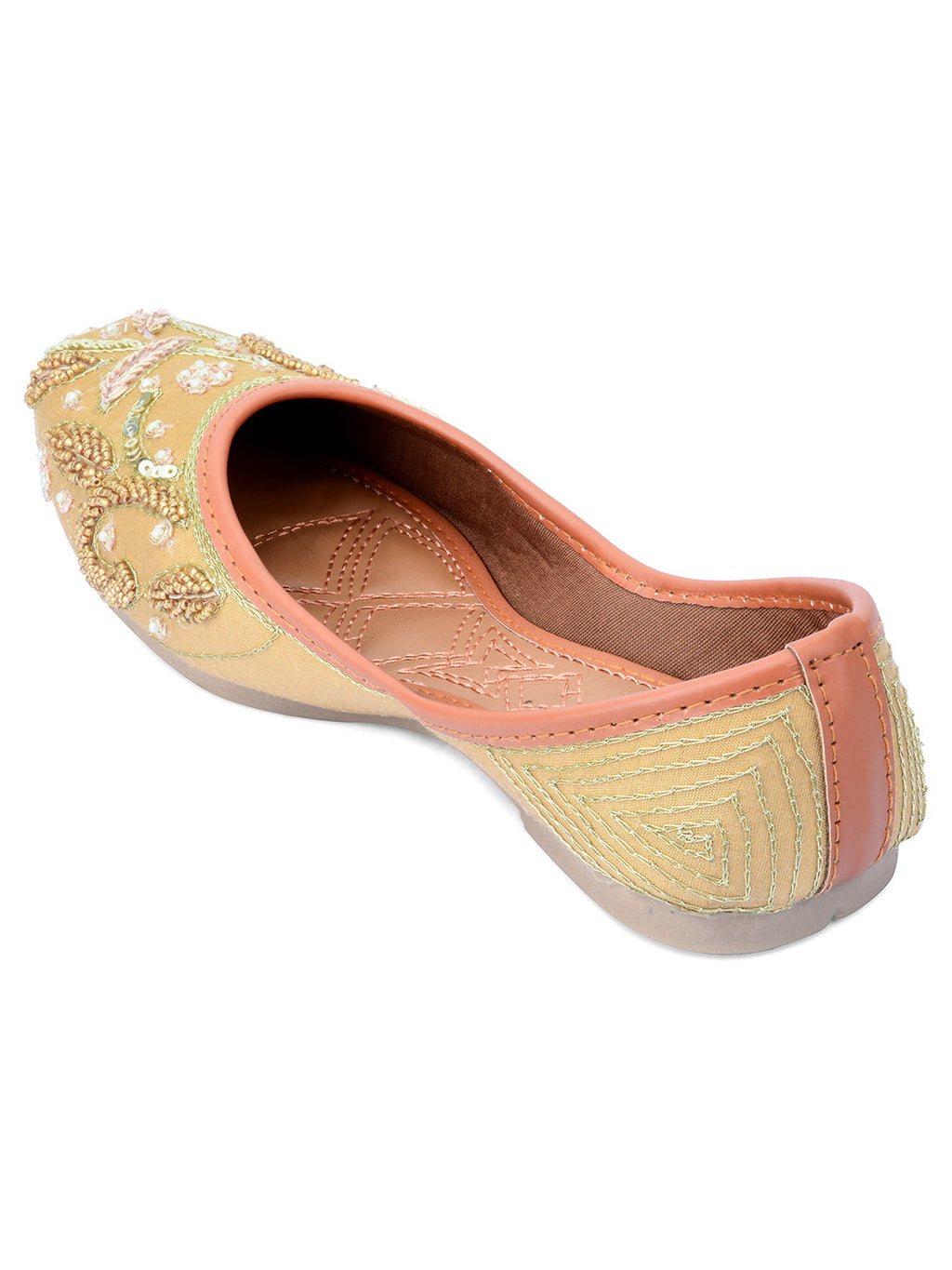 Desi Colour Women Indian Ethnic Footwear-Gold Emb