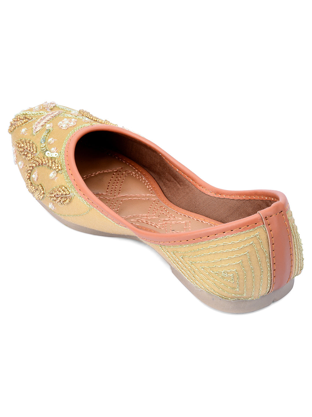 Desi Colour Women Indian Ethnic Footwear-Gold Emb