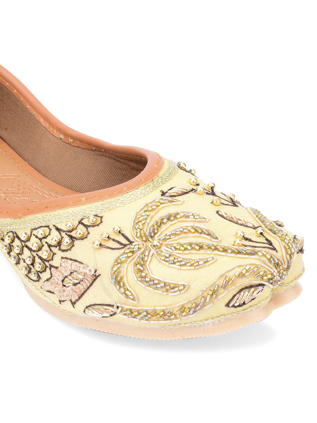 Desi Colour Women Indian Ethnic Footwear-Gold Dabka-1