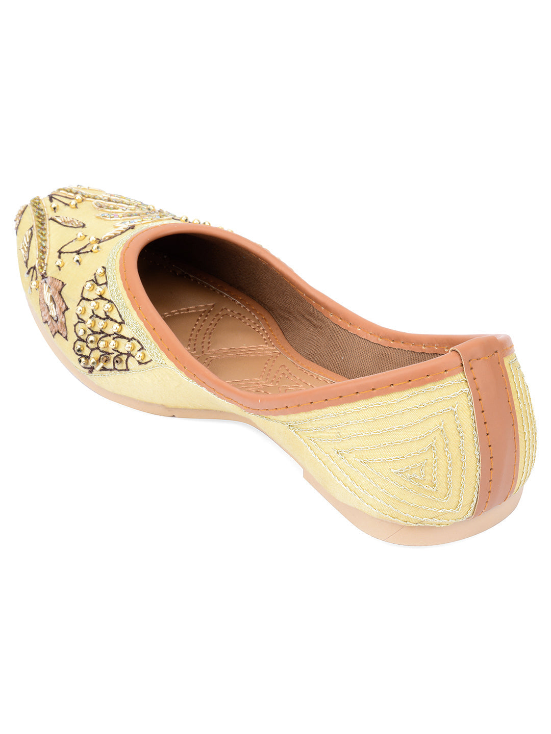 Desi Colour Women Indian Ethnic Footwear-Gold Dabka-1