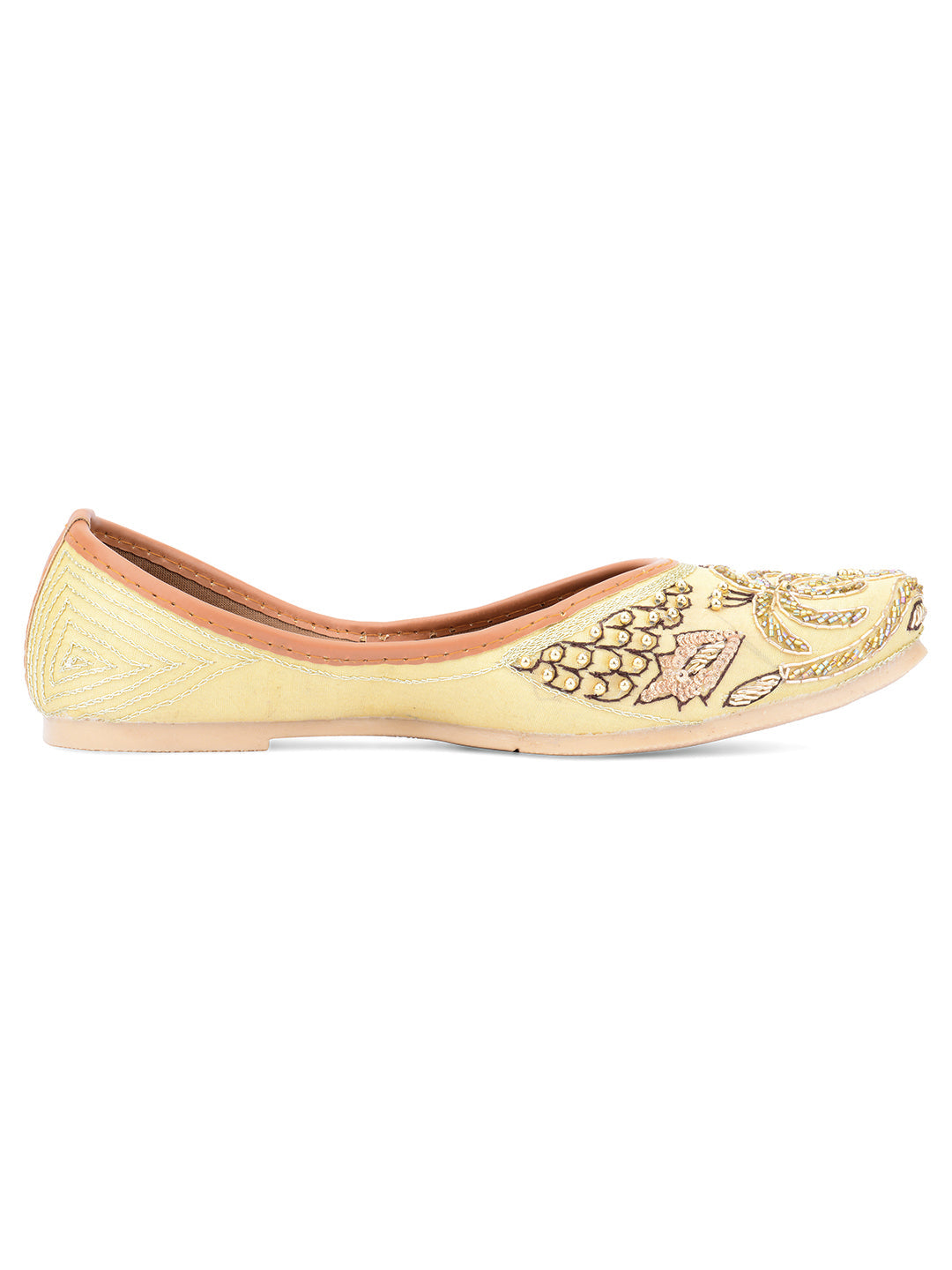 Desi Colour Women Indian Ethnic Footwear-Gold Dabka-1
