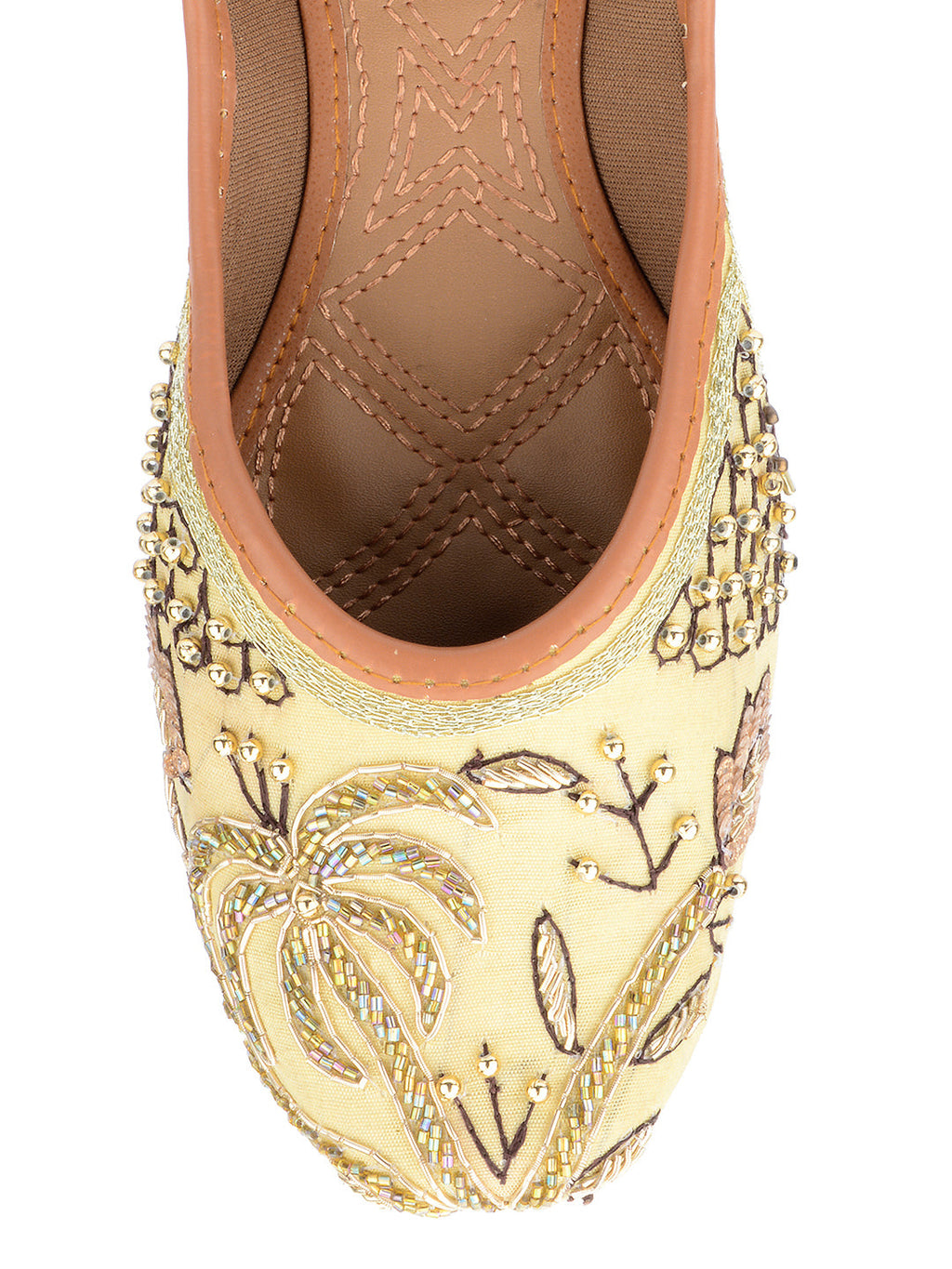 Desi Colour Women Indian Ethnic Footwear-Gold Dabka-1