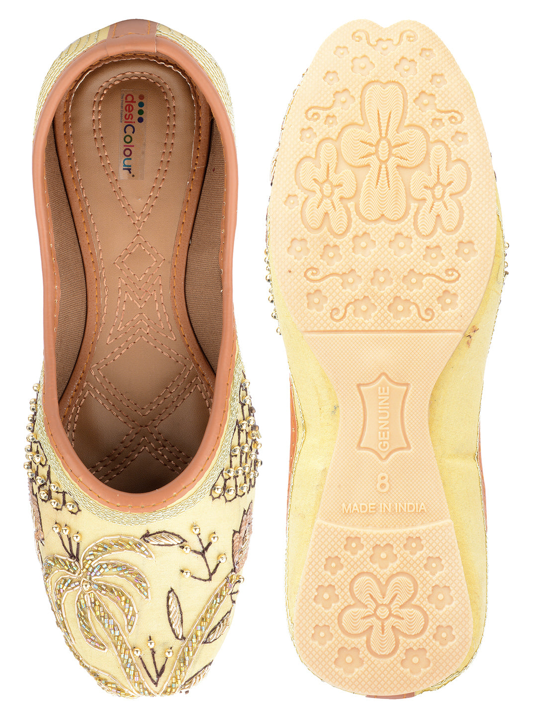 Desi Colour Women Indian Ethnic Footwear-Gold Dabka-1