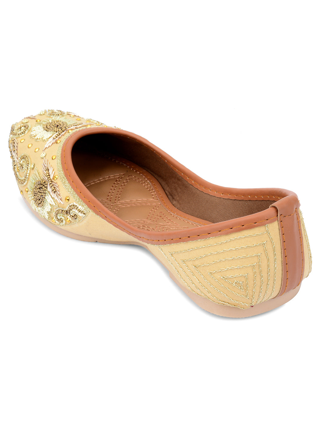 Desi Colour Women Indian Ethnic Footwear-Gold Dabka Emb