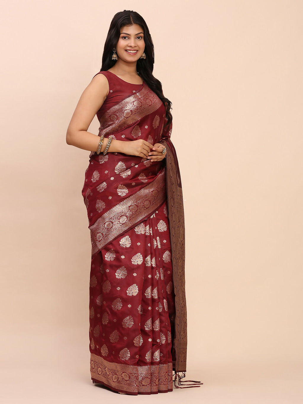 Shree Shyam Fashion Banarasi Silk Maroon Saree