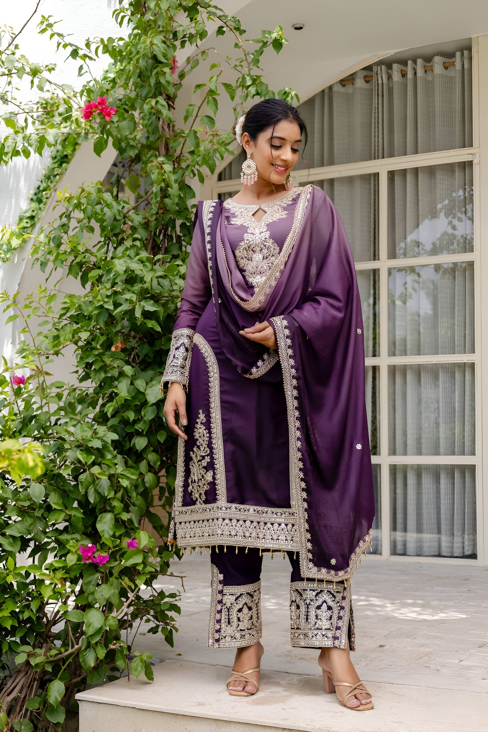 Lehenga Mart Designer Salwar Suit for Women or Girls - Purple