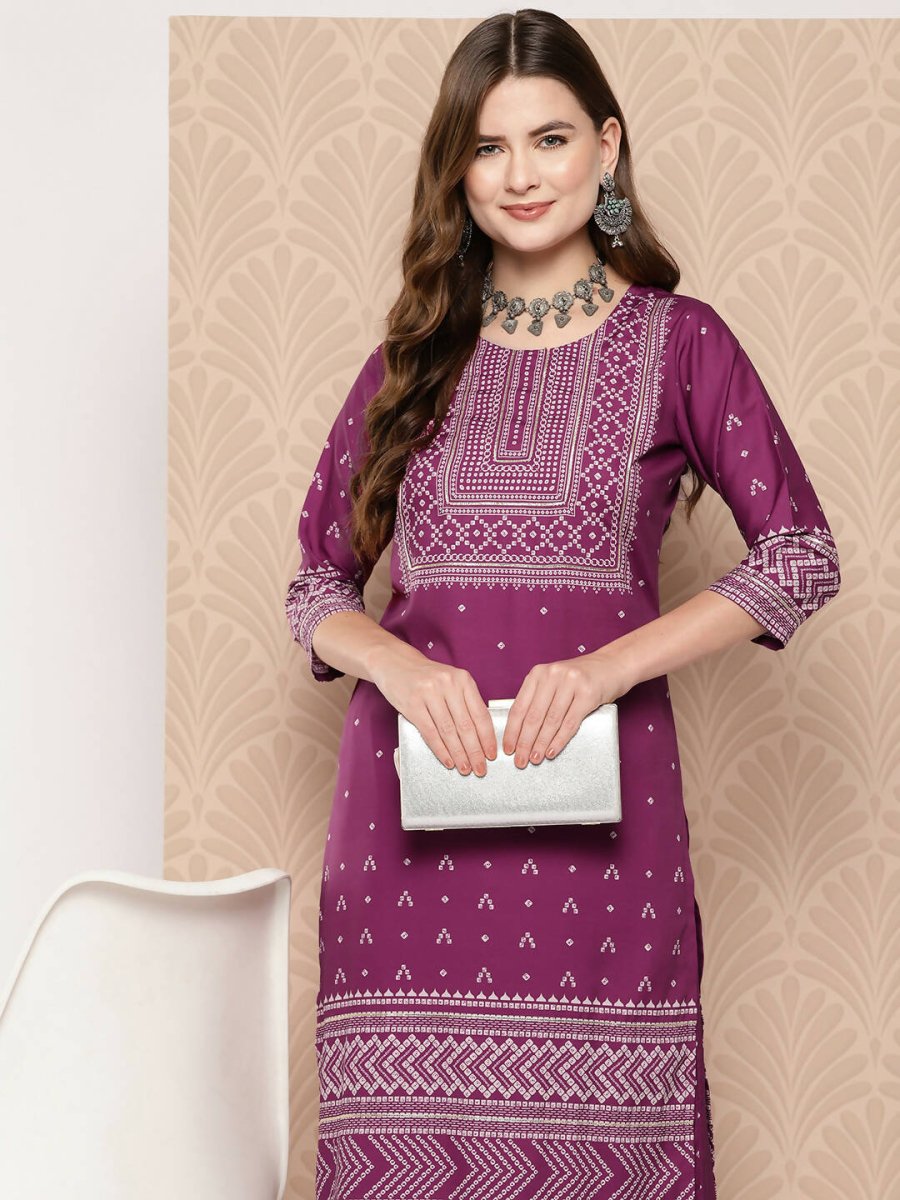 Ahalyaa Women's Traditional wear Kurta Set - Purple