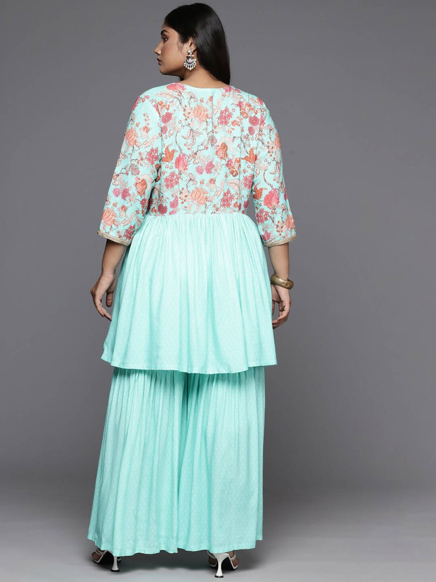 Ahalyaa Women's Traditional Wear Co-ords - Firozi