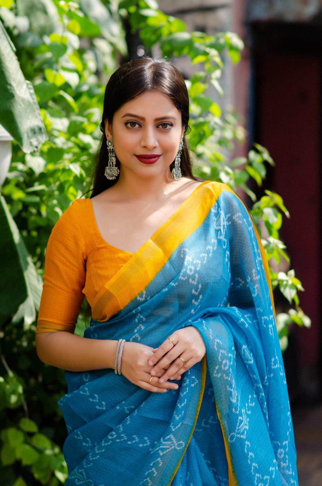 Rama Polycotton Ethnic Motifs Saree with Unstitched Blouse - Hiral Fashion