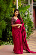 Red Jute Silk Woven Design Saree with Unstitched Blouse - Hiral Fashion