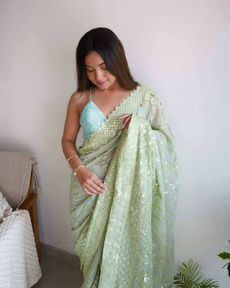 Vamsee Vani Green Georgette Saree