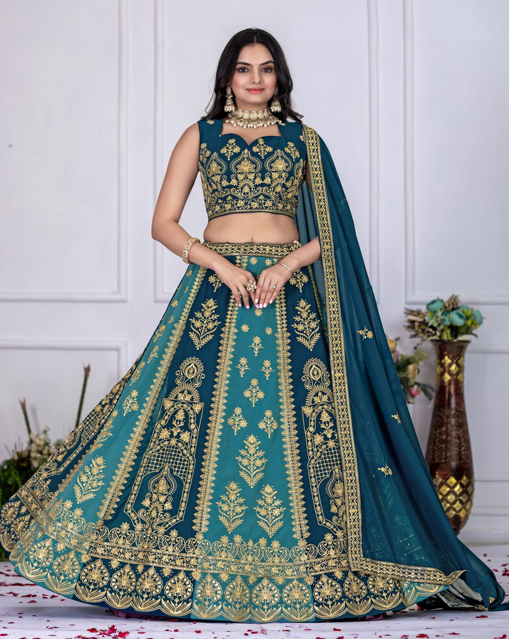 Lehenga Mart Blue Georgette Desigenr Wedding Lehnega Choli