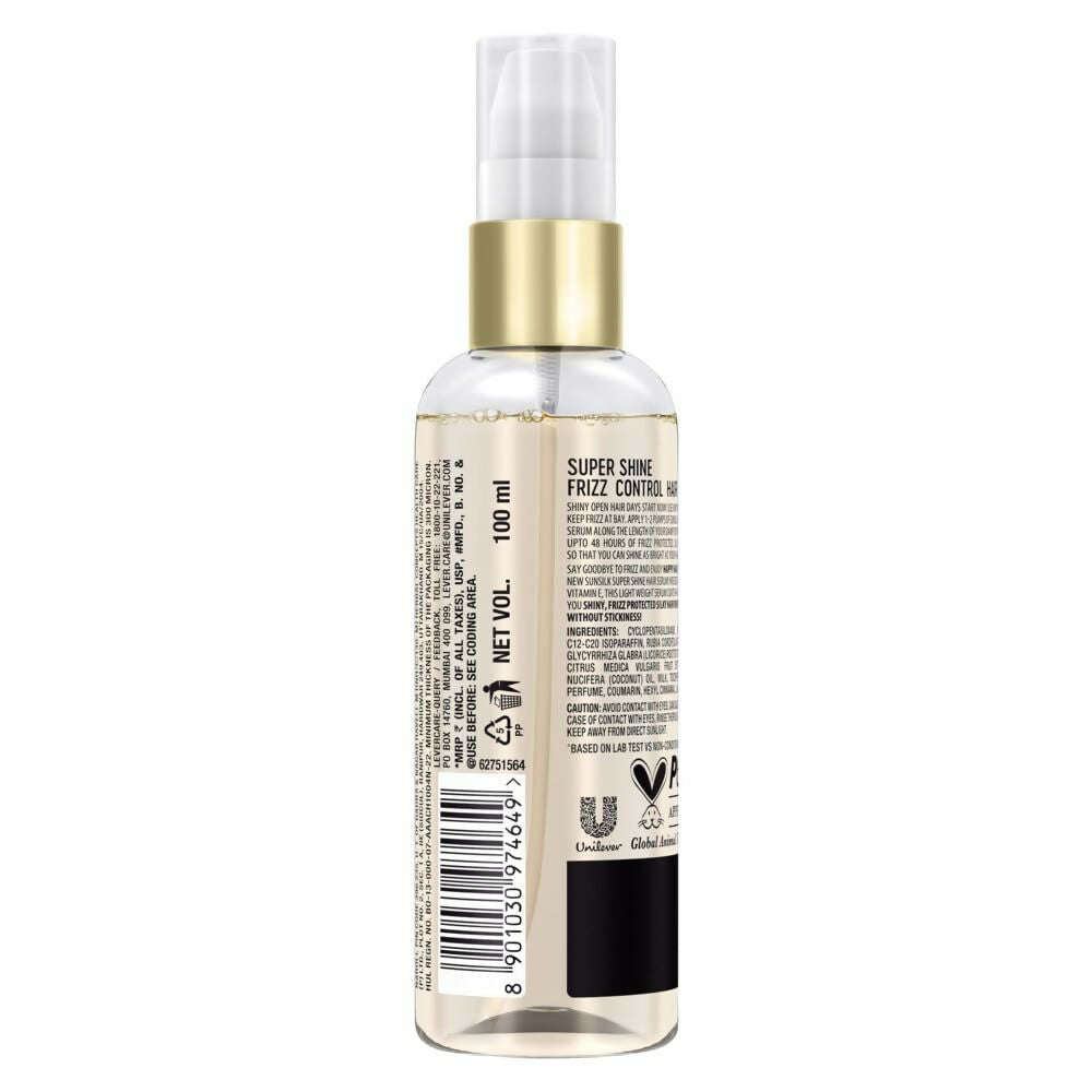 Sunsilk Super Shine Hair Serum For Dry Frizzy Hair, Vitamin E Nourishment, 48 hour frizz free