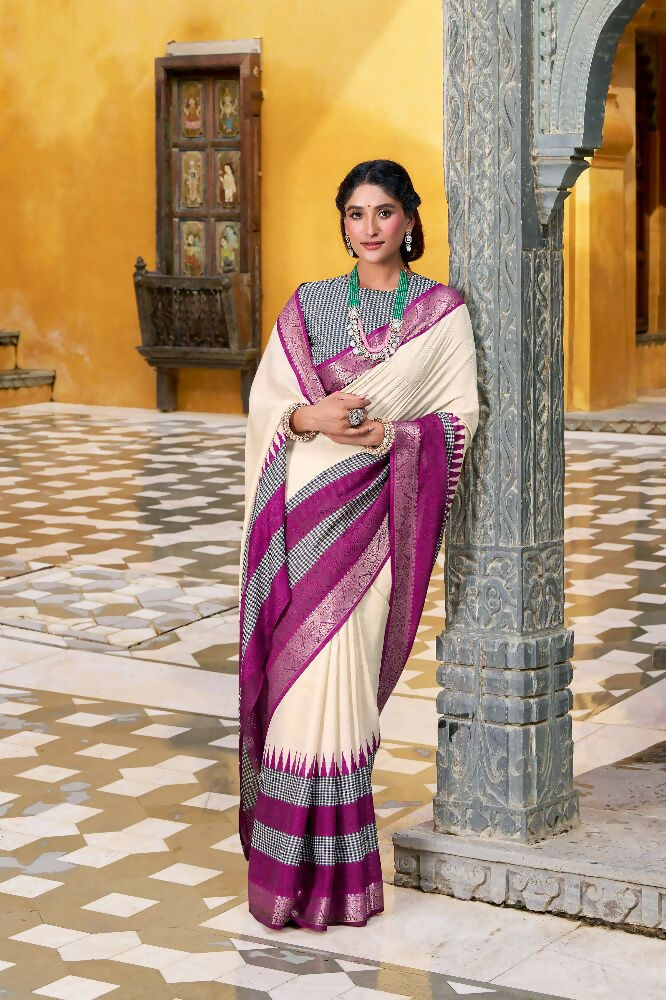 PR Fashion Owt Poly Cotton Printed With Zari Weaving Work Saree