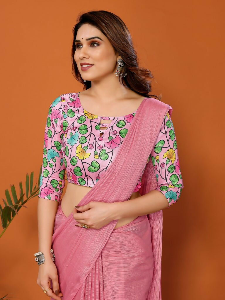 Partywear Designer Rose Polyester Zari Fancy Saree - Starwalk