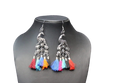 MS Fashion India Designer Peacock Oxidized Silver Multi Color Thread Dangle Earrings