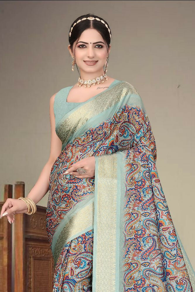 PR Fashion Multi Heavy Rich Cotton Silk Digital Print & Jacquard Saree